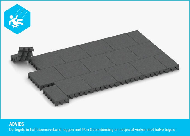 RubbertegelXL - Rubberen Speelplaatstegel - 50x25x10 cm Grijs PG - Legadvies