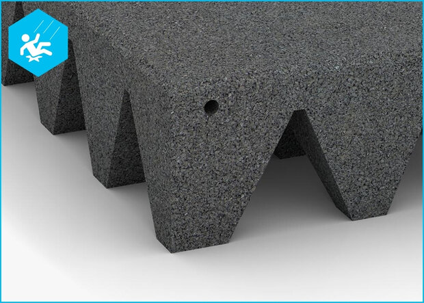 RubbertegelXL - Rubberen Speelplaatstegel - 50x25x10 cm Grijs PG - Detail