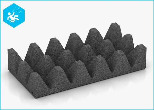 RubbertegelXL - Rubberen Speelplaatstegel - 50x25x10 cm Grijs PG - Onderzijde