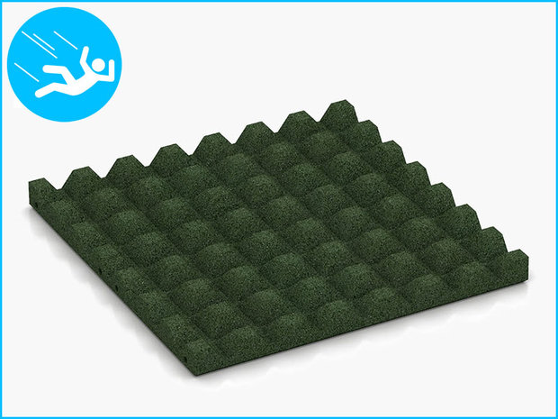 RubbertegelXL - Rubberen Speelplaatstegel - 50x50x4 cm Groen - met Pen/Gatverbinding - Onderkant