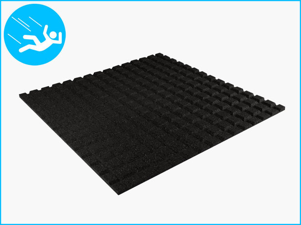 RubbertegelXL - Rubberen Speelplaatstegels 100x100x2,5 cm Zwart - Onderkant