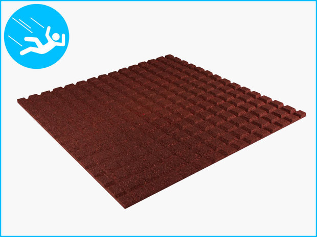 RubbertegelXL - Rubberen Speelplaatstegel 100x100x2,5 cm Rood - Onderkant