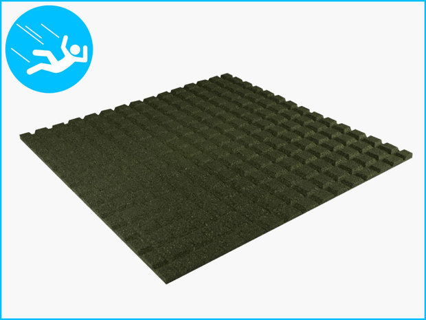 RubbertegelXL - Rubberen Speelplaatstegel - 100x100x2,5 cm Groen - Onderkant