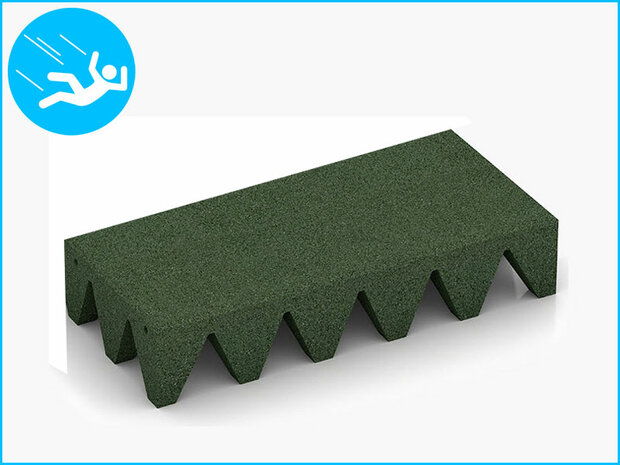 RubbertegelXL - Rubberen Speelplaatstegel - 50x25x10 cm Groen - Bovenkant