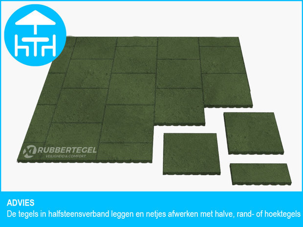 RubbertegelXL - Rubberen Terrastegel 50x25x3 cm Half Groen - Onderzijde