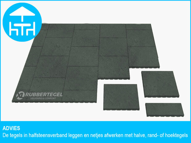 RubbertegelXL - Rubberen Terrastegel - 50x25x4 cm Grijs - Advies