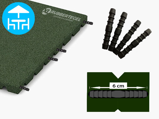 RubbertegelXL - Rubberen Terrastegel - 50x25x3 cm Groen - met Pen/Gatverbinding - de Pen/Gatverbinding